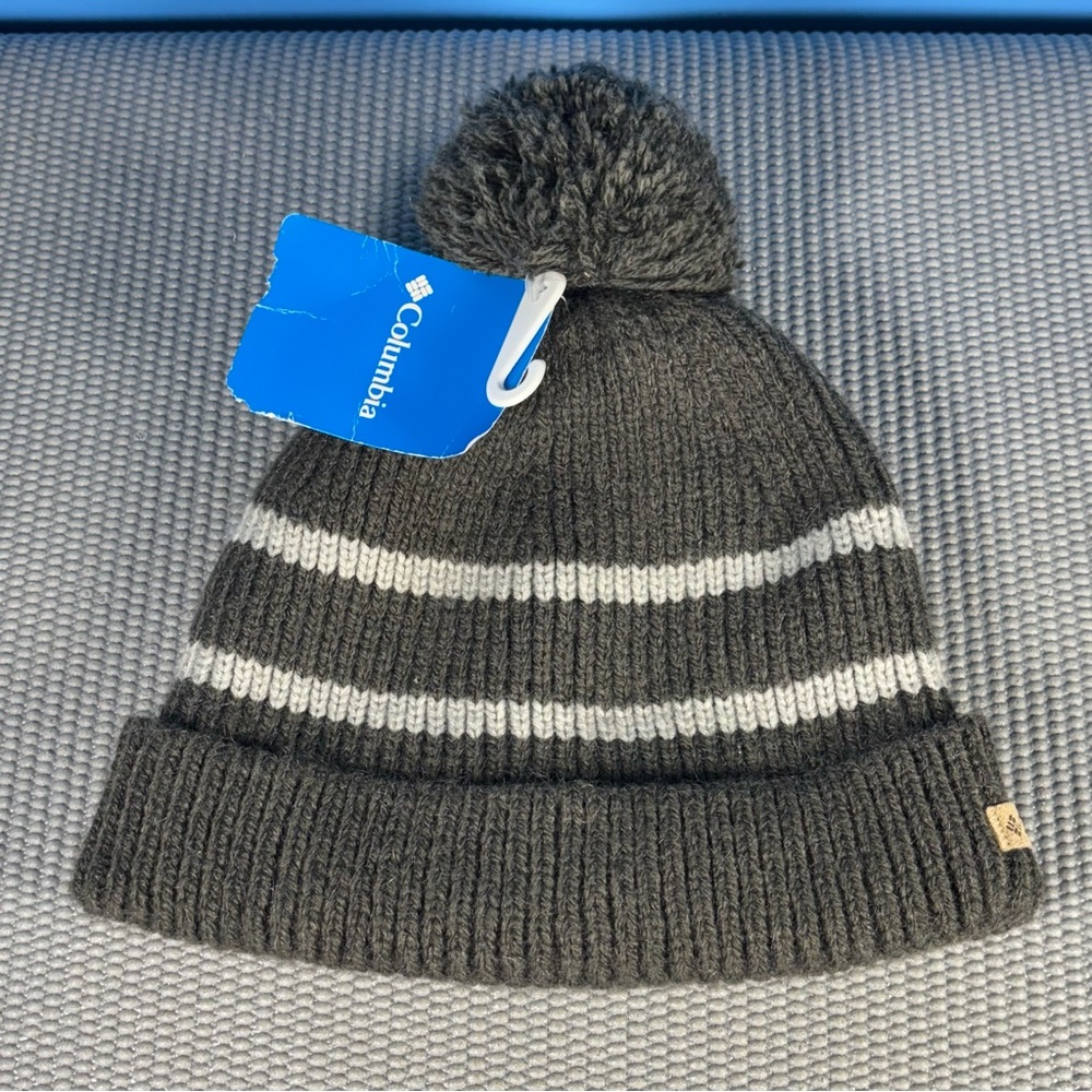 Columbia Fleece-lined Pom Beanie (NEW Youth Gray Winter Snow)